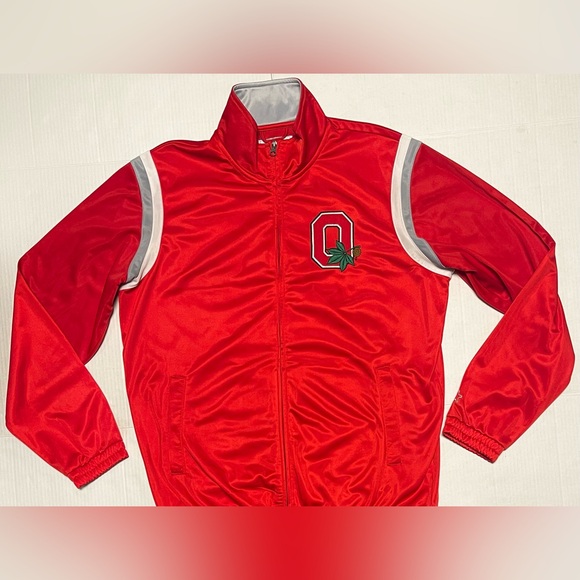 STARTER BOMBER FULL ZIP JACKET OHIO STATE BUCKEYES SCRIPT LOGO RED MEN SZ LARGE - Picture 8 of 13